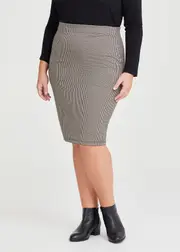 [Virtuelle] Taking Shape Houndstooth Pencil Skirt Size 30 in Black / Pebble, Viscose - Plus Size Women's Skirts Black / Pebble