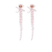 [Simone Rocha] Simone Rocha Crystal-beaded Bow Earrings ONE SIZE PINK