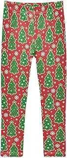 [Joisal] Christmas Trees Red Girls Leggings, Soft for Yoga Pants for Girls, 4-10T
