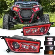2PCS ATV LED Headlights For Polaris 2014-2021 RZR 1000 XP & Turbo RZR 900 S Red
