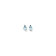 14k White Gold 7x5mm Pear Blue Topaz Checker Earrings