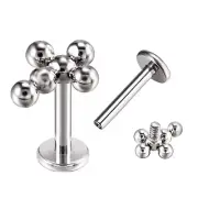 16G 1/4" TITANIUM BEAD CROSS INTERNALLY THREAD Stud Lip Ring Helix Ear Cartilage