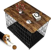 Hoyula Dog Crate Topper Wood 42 Inch Dog Crate Topper Collapsible Dog Kennel Topper for Decorative Dog Crate, Suitable for 42 Inch Wire Dog Crate (Furniture Style, Brown)