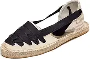 [U-lite] Women's Espadrille FLat Sandals Closed Toe Ankle Wrap,Classic Lace Up Summer Dressy Flat Shoes