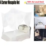 King Size Home 4 Door Corner Post Bed Canopy Mosquito Net Mesh Netting White
