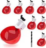 Professional Chicken Waterer Cups, 8 Packs Large Chicken Water Feeder, Tee Fittings Poultry Waterer Suitable for Duck, Chicks, Goose, Turkey, Bunny and Bird with Mounting Hole Opener