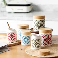 在飛比找松果購物優惠-波西米亞北歐風陶瓷密封罐復古風格裝飾品廚房收納分類罐日常送禮