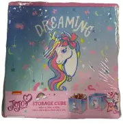JoJo Siwa Rainbow Bow Dreamy Unicorn - Set Of 2 Collapsible Storage Cubes￼