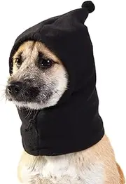 Quiet Ears for Dogs Hat, Dog Ear Muffs Noise Protection, Plush Dog Hats Pet Ears Warm Dog Ear Cover, Winter Hat Dog Head Wrap (Black, M)