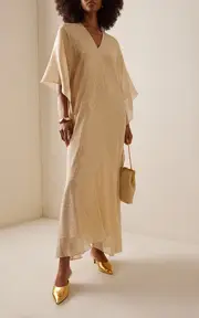 [Marie France Van Damme] Metallic Silk-Blend Lame Caftan