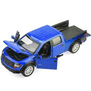 【KIDMATE】1:34聲光合金車 Ford F-150 SVT Raptor藍(正版授權 迴力車模型玩具車)