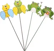 Kisangel 4pcs Metal Garden Frog Stake Decorative Animal for Outdoor Lawn Courtyard