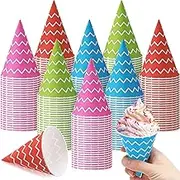 Eaasty 100 Pcs Snow Cone Cups 4.5 oz Disposable Paper Ice Cream Cups,Colorful Polka Dot Sundae Cups with Lids and Spoons Dessert Bowls for Sundae Bar, Frozen Yogurt Ice Cream Birthday Party Supplies