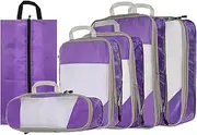 uxcell 6pcs Compression Packing Cube for Suitcases Lightweight Luggage Organizers Bag Travel Essentials Compression Bags for Carry on Suitcases, Purple