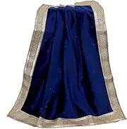 Indian Consigners Royal Blue Velvet Cloth with Golden Shinny Border, Aasan, Alter, Altar, Tarot Table Cloth Holy Square Tablecloth