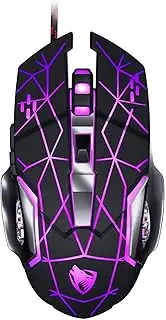 Gaming Mouse Wired, Ergonomic Gamer Laptop PC USB Optical Computer Mice with RGB Backlit, 4 Adjustable DPI Up to 3200