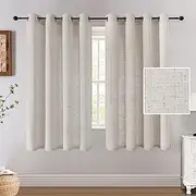 Smarcute Sheer Curtains for Bedroom/Living Textured Linen Semi-Sheer Curtains Eyelet 160cm Drop Window Curtain & Drapes Light Filtering Provide Privacy (Sold Pair, Each Piece W132cm x D160cm，Pale Oak)