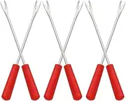Cabilock Ergonomic Handle BBQ Forks 6-Piece Stainless Steel Skewers for Cheese Fondue Reusable Outdoor Cooking