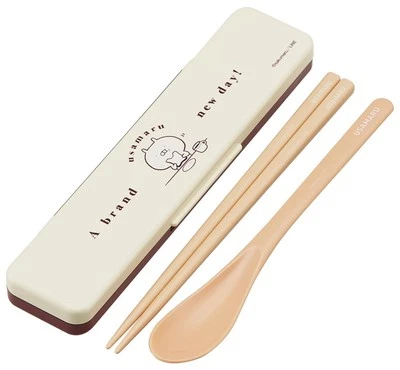 Skater chopsticks spoon combination set 18cm with silicone cushion Usamaru CCS3S