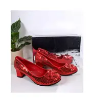 Ellie Shoes Dorothy Ruby Red Sequins Costume 2" Heels Shoes 203-JUDY Size 7 NEW