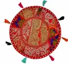17" Indien Vintage Floor Pillow/Cushion Cover Thrw With Bohemian Patchwork Red