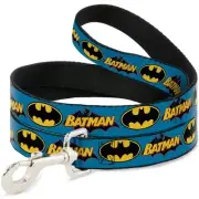 Pet Leash - Vintage Batman Logo & Bat Signal Blue - 4 Feet Long - 1.5" Wide