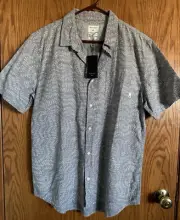 Quiksilver Gray Button Front Shirt Short Sleeves Men's Size Lg. Golden Wattle SS