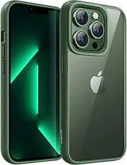 JETech Case for iPhone 13 Pro Max 6.7-Inch, Shockproof Phone Bumper Cover, Solid Color Matte TPU Frame, Anti-Scratch Clear Back (Alpine Green)