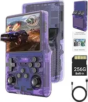 R40S PRO Game Console - 30000 Classic Games in 1 Handheld Retro Gaming Consele with 3.5-Inch IPS Screen/3800mAh/20＋ Emulator/Built-in 256G TF Card, Support HDMI and TV Output (Tranparent Purple)