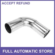 90 Degree Mandrel Exhaust Tube w/ Bead Roll 4.5" OD 11.81" Length Silver Tone