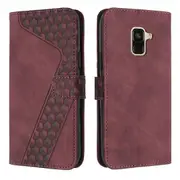 Samsung Galaxy A6 2018 Case, PU Leather Flip Cover Magnetic Clasp Design Wallet Card Slots Stand Case - Red