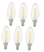 L2A-4TDM-E12-27-6 Dimmable LED 2700K Warm Light Fine Tip Bulb (6 Pack), 1.38"