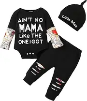 [YWFSHOP] Baby Boy Clothes Long Sleeve Letter Print Romper and Pants 3PCS Fall Winter Outfit Set