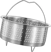 PRETYZOOM Stainless Steel Basket, Vegetables Rice Basket with Handle Kitchen Cookware Insert Rack Strainers Stands for Fish Dim Steaming 18cm