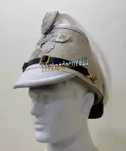 Medieval German Leather Army Super Officer White Helmet Costume