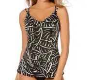 Miraclesuit d-cup malibu underwire tankini top Black White