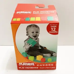 新益智連環罐PLAYSKOOL 幼兒玩具 : 益智積木盒立方體遊戲含8色方塊 兒樂寶 HASBRO 公司貨全新未拆