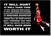 BBPosters Michael Jordan It Will Hurt A2 Unframed Basketball Player Sport Poster Black and White Quote Motivation Picture