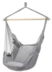 Y- Stop Hammock Chair Hanging Rope Swing, Max 320 Lbs, 2 Seat Cushions Included,