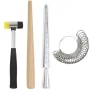 Ring Mandrel Metal Ring Sizer Set with Jewelry Rubber Mallet Hammer Rings Siz...