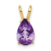 14K Yellow Gold 9x6mm Pear Amethyst pendant