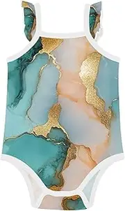 [Caihoyu] Baby Cotton Infant Bodyshirts Soft Comfort Baby Sleeveless Undershirts 6M Marble Turquoise Blush, Marble Turquoise Blush