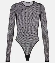 [Wardrobe.NYC] Wardrobe.NYC Polka-dot sheer mesh bodysuit UK 6 black
