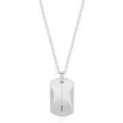 Tensity Stainless Steel 50CM Black Cubic Zirconia Dog Tag with Chain