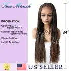 34" Lace Front Box Braided Wig for Women Hand Braid Synthetic Wigs & Baby Hair