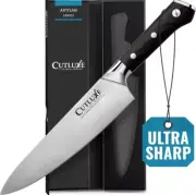 Cutluxe Chef Knife – 8" Razor Sharp Blade, Ergonomic Handle Design, Black