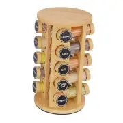 Revolving Spice Rack Set with 20 Spice Jars, Kitchen Spice 20 Jars Bamboo