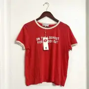 NWT WILDFOX Womens T Shirt Tee Red Cook Out Johnny Ringer Tee Size Large
