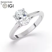 IGI,1.50 CT, Solitaire Lab-Grown Oval Diamond Engagement Ring,950 Platinum