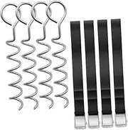 Abaodam 1Set Spiral Ground Anchor Stakes Durable Tent Pegs for Trampoline Camping Portable Dog Stake Kit Resistant Design for Stable Support Solid Soil